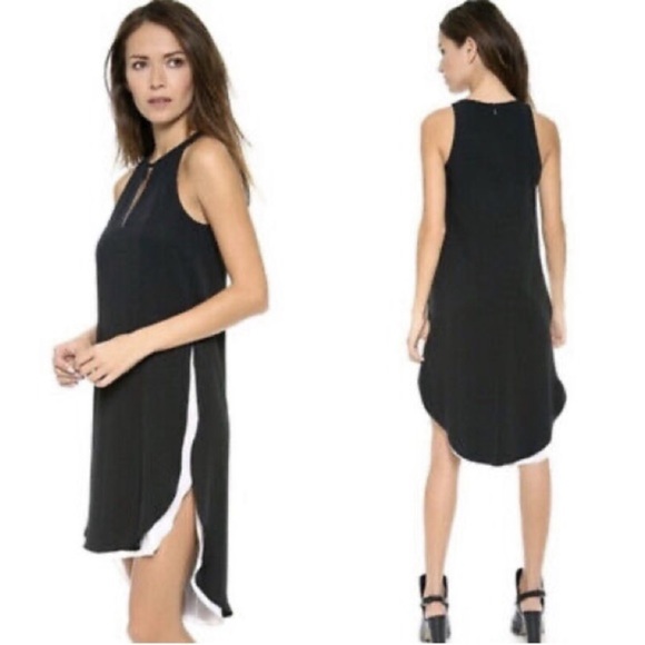 Rag & Bone Black & White Silk Blend Longtail High Low Sleeveless VNeck Dress - 2 - Picture 4 of 16